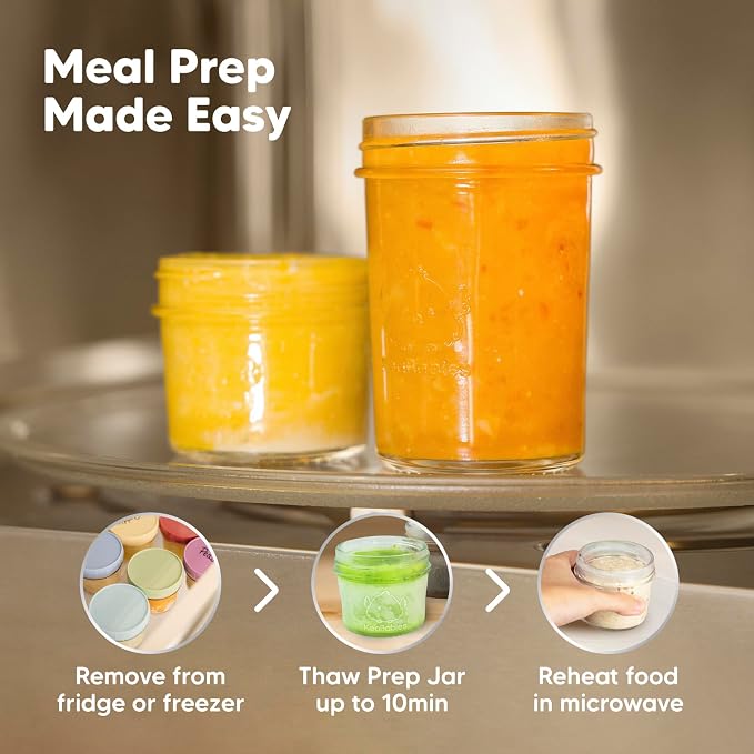 KeaBabies 4pk 8oz & 4pk 4oz Glass Baby Food Containers - Image 9