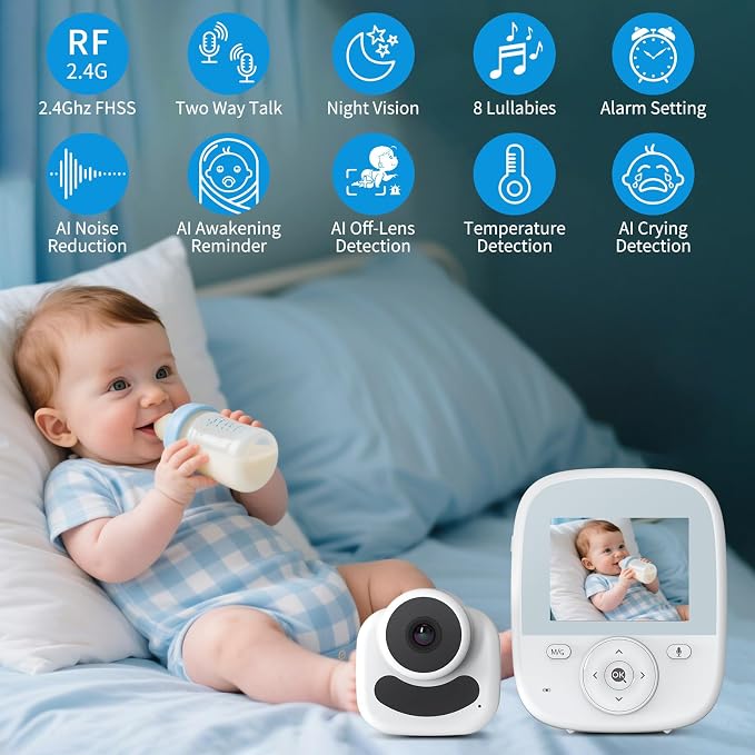 Baby Monitor with Camera and Audio, 2.8" Video Baby Monitor with Secure - Image 2
