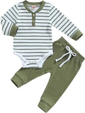 Newborn Baby Boy Girl Clothes Ribbed Knitted Long Sleeve Romper Pants Solid by MABABY