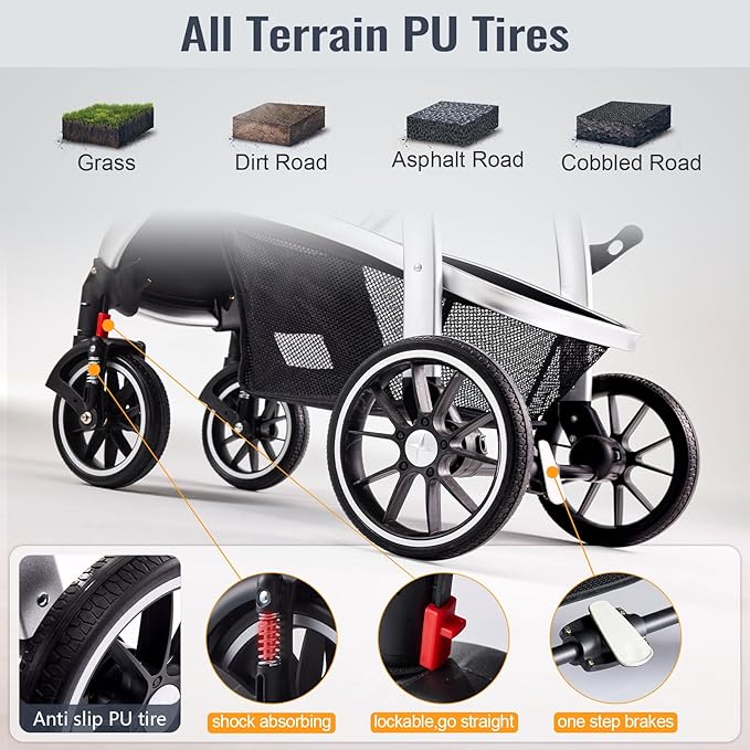 Baby Stroller, 2-in-1 Reversible Toddler Seat - Image 5