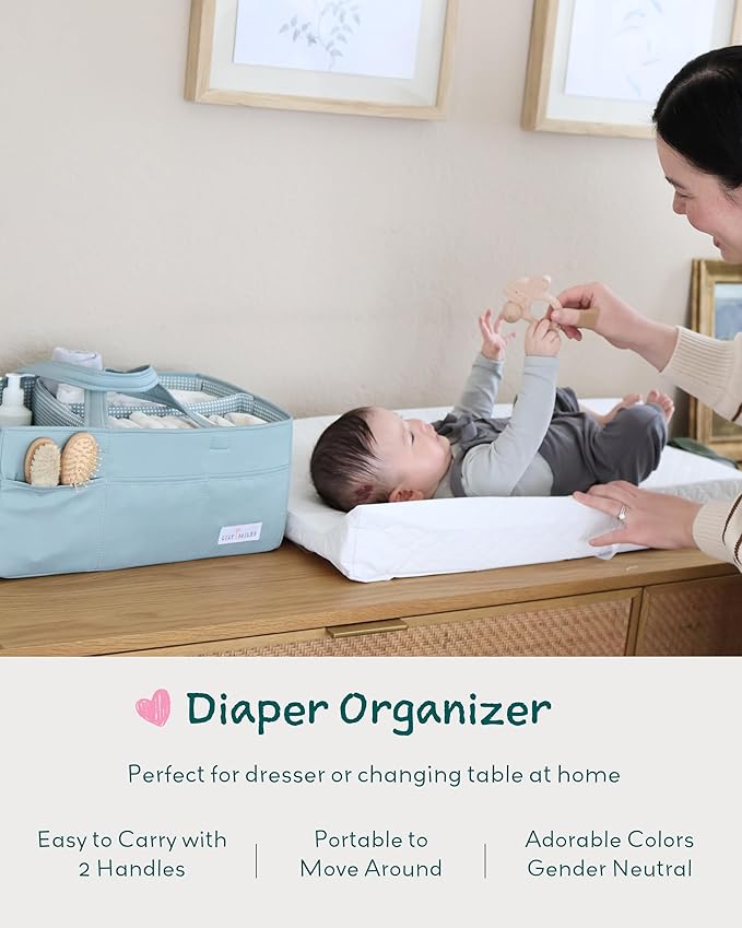 Lily Miles Baby Diaper Caddy Organizer, Wipeable Diaper Organizer Basket - Image 3