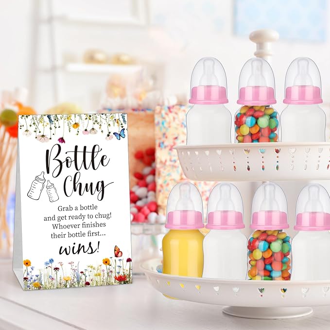 TrelaCo Bottle Chug Baby Shower Game Sign 20 Pcs Baby Bottles Shower Favor - Image 7