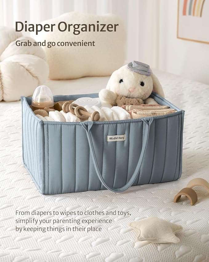 Blissful Diary Baby Diaper Caddy Organizer, Stylish Storage Basket - Image 4