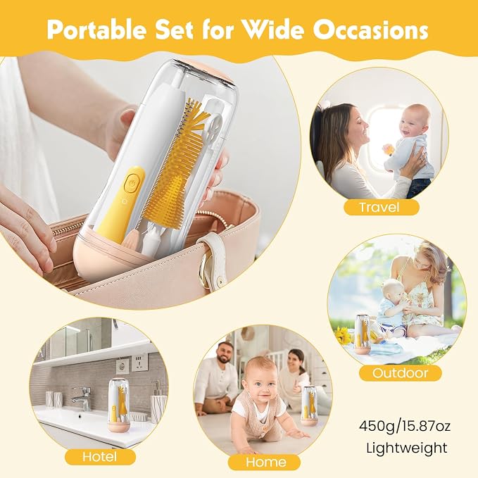 Electric Bottle Brush Cleaner, Baby Bottle Cleaning Set - Image 6