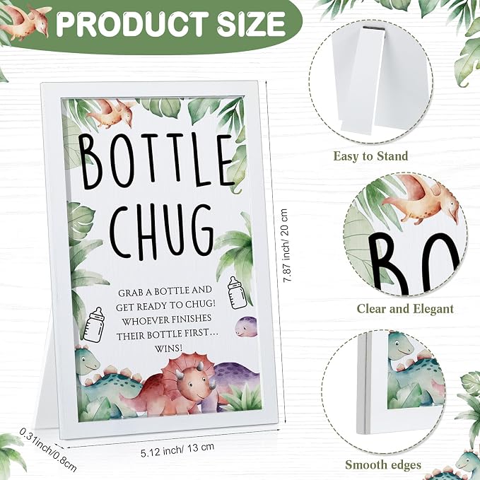 Roowest Bottle Chug Baby Shower Game Favors Including Dinosaur Theme Wooden - Image 2