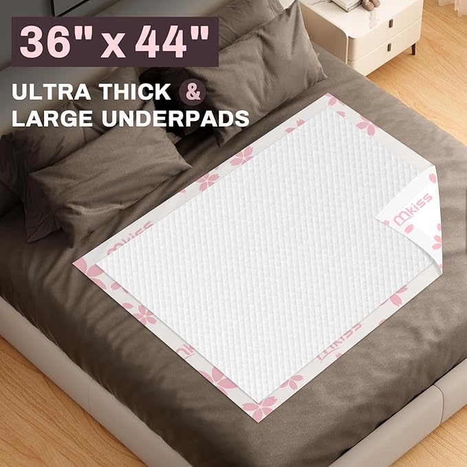 MKISS Heavy Duty Incontinence Underpads, Tear-Resistant Chucks Pads - Image 2