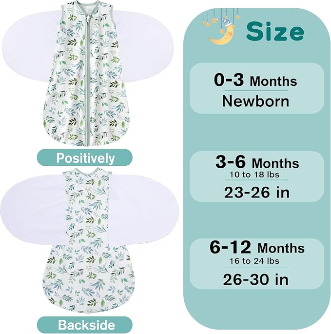Newborn Sleep Sack Baby Swaddle, 6-12 Months, 3-Way Adjustable Wearable Blanket - Image 4
