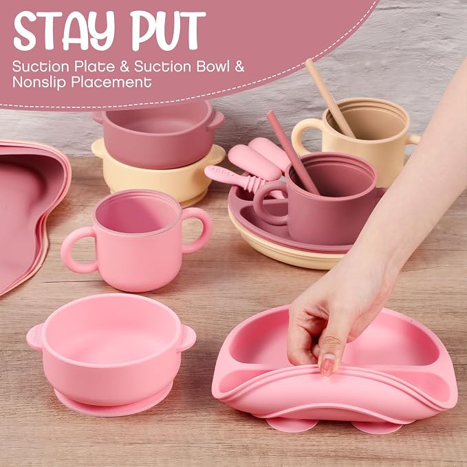 24 Pack Silicone Baby Feeding Set Baby LED Weaning Supplies Includes Suction - Image 4