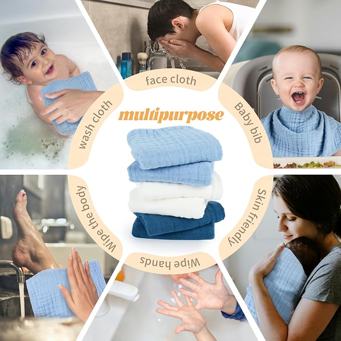 Baby Burp Cloth 100% Cotton Newborn Cotton Muslin Burp Cloth 10x20 inches - Image 4
