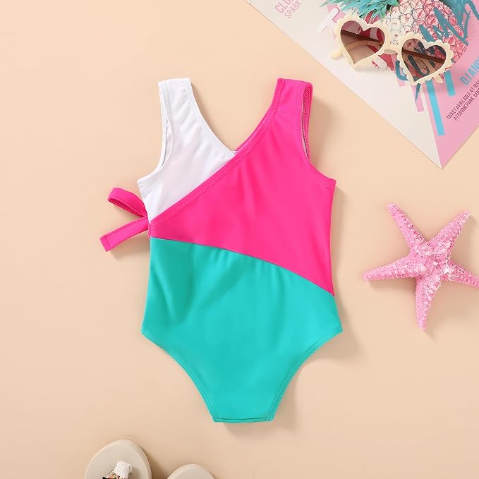 Happy Town Toddler Swimsuit Girl One Piece Bathing Suit Color Block Swimwear - Image 3