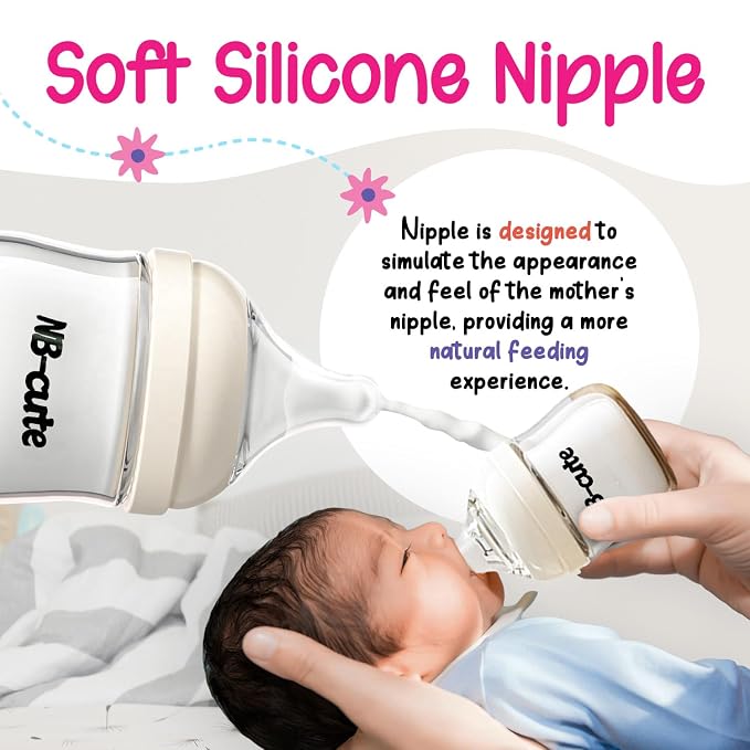 Glass Baby Bottles Anti Colic Set 2 Pack 3oz and 6oz BPA Free Heat Resistant - Image 4