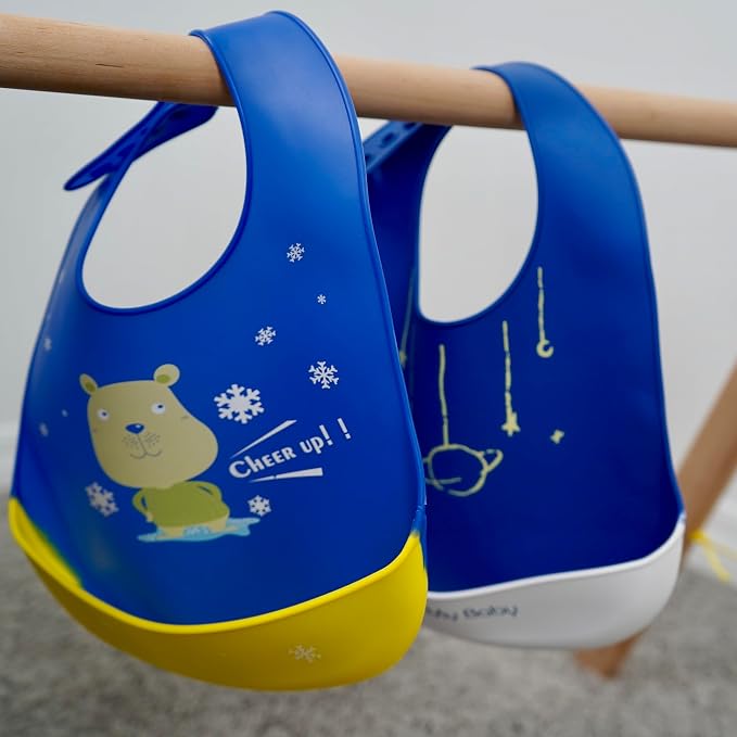 Silicone Baby Bibs Unisex, Self-Feeding, Catch-all Large Pocket, 6-48 months - Image 5