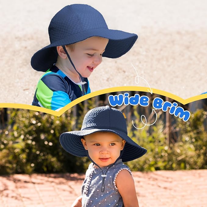 HONGTEYA Baby Sun Hat Toddler Girl Beach Hat Adjustable Outdoor Summer Hat UPF - Image 4