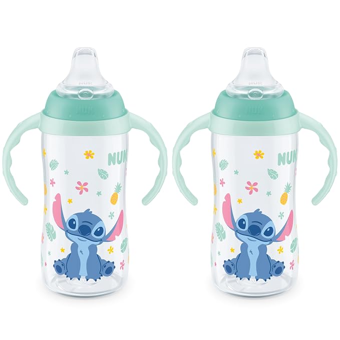 NUK Learner Cup, 10 Oz, Disney's Stitch – Soft Spout, Easy-Grip Handles by NUK