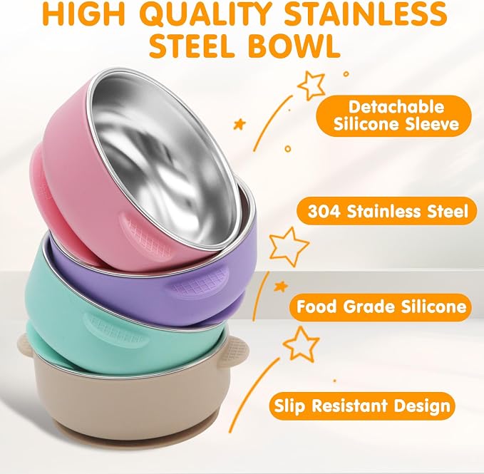 4 Pack Stainless Steel Baby Bowls - Image 2