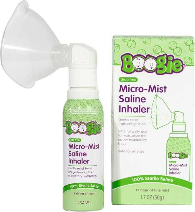 Boogie Micro-Mist Saline Inhaler, Baby Nose Congestion Relief, Nasal Spray by BoogieBrand