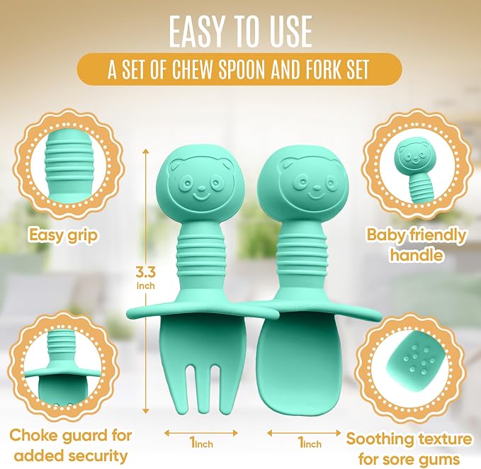 4pc Silicone Baby Spoons Self Feeding Baby Utensils 6-12 Months - Image 4