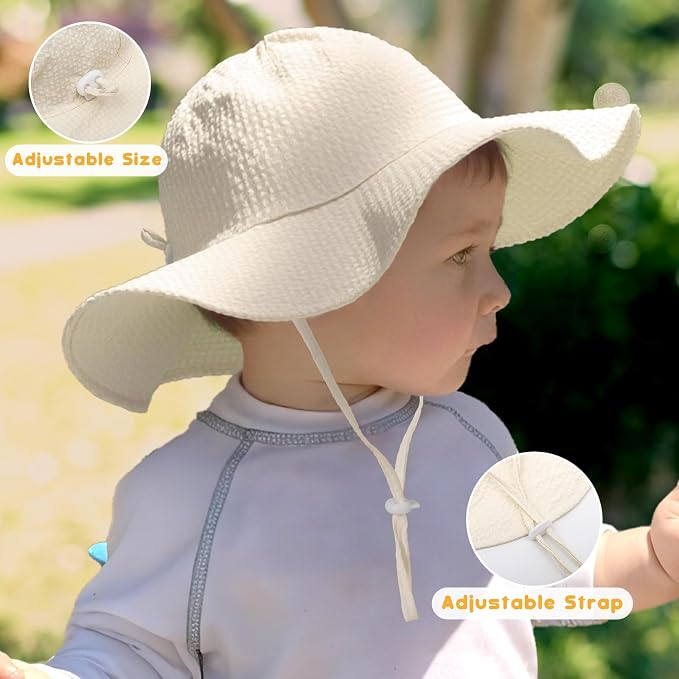 HONGTEYA Baby Sun Hat Toddler Girl Beach Hat Adjustable Outdoor Summer Hat UPF - Image 3