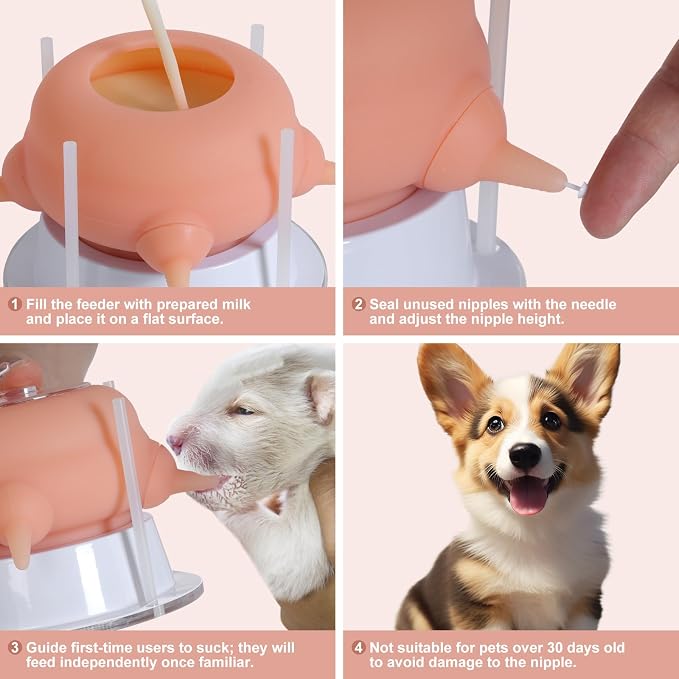 Nursing Nipple Puppy Feeders for Multiple Puppies, 200ml Food-Grade Silicone - Image 6