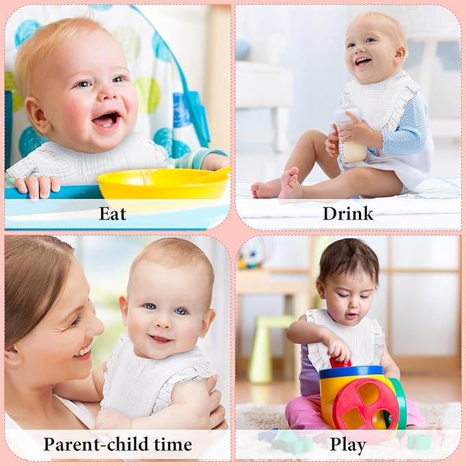 Kenning 18 Pcs Muslin Drool Baby Bibs Baby Girl Ruffle Bibs Absorbent Cotton - Image 5