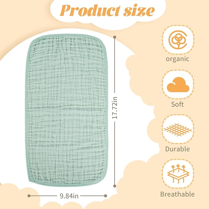 Baby Burp Cloth 100% Cotton Newborn Cotton Muslin Burp Cloth 10x20 inches - Image 2