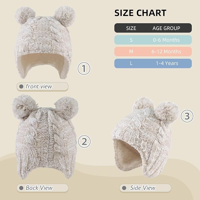Zsedrut Winter Baby Boy Hats Pompom Baby Beanie - Image 6