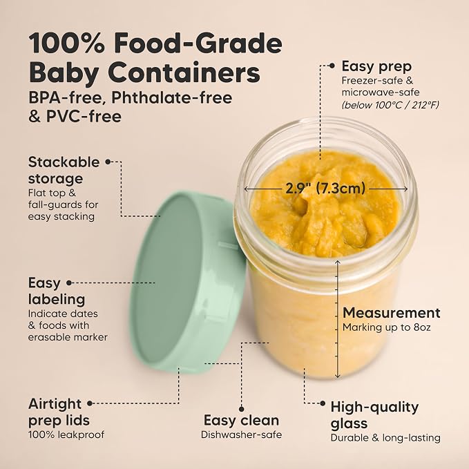 KeaBabies 4pk 8oz Glass Baby Food Containers - Image 2