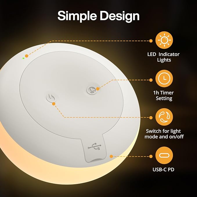 JolyWell Baby Night Light for Nursery, Soft Silicone Tap Control Night Lamp - Image 8