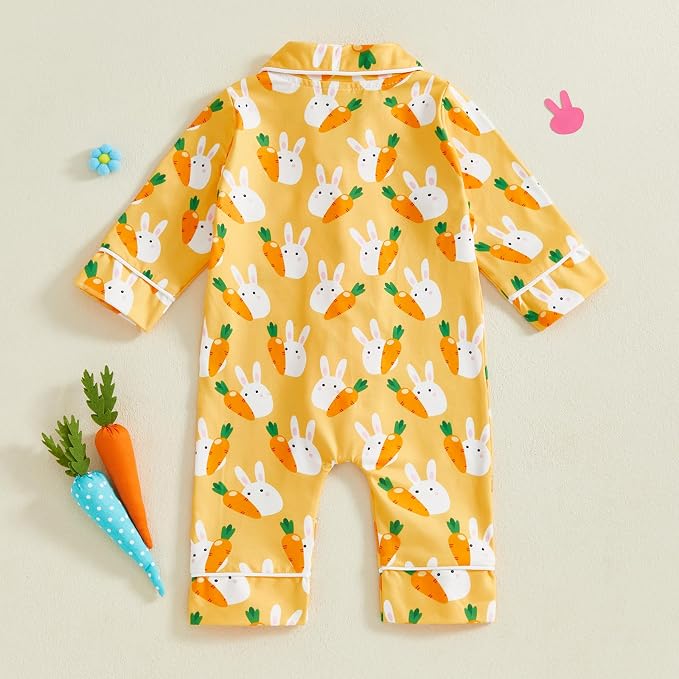 Balaflyie Baby Girl Button Down Pajamas Romper One-Piece Jumpsuit Long Sleeve - Image 2