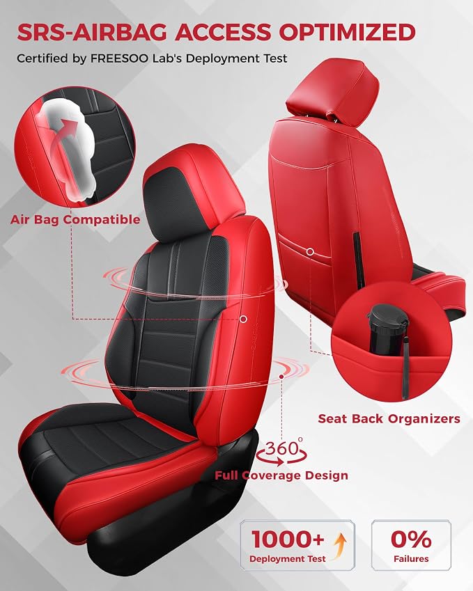 FREESOO Red Black Front Car Seat Covers - Image 3