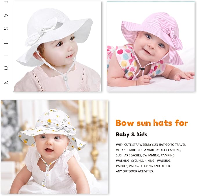 Baby Girl Sun Hat with UPF 50+ Outdoor Adjustable Beach Hat with Wide Brim - Image 7