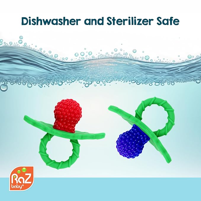 RaZbaby RaZberry Silicone Teether Pacifier – Teething Relief - Image 5