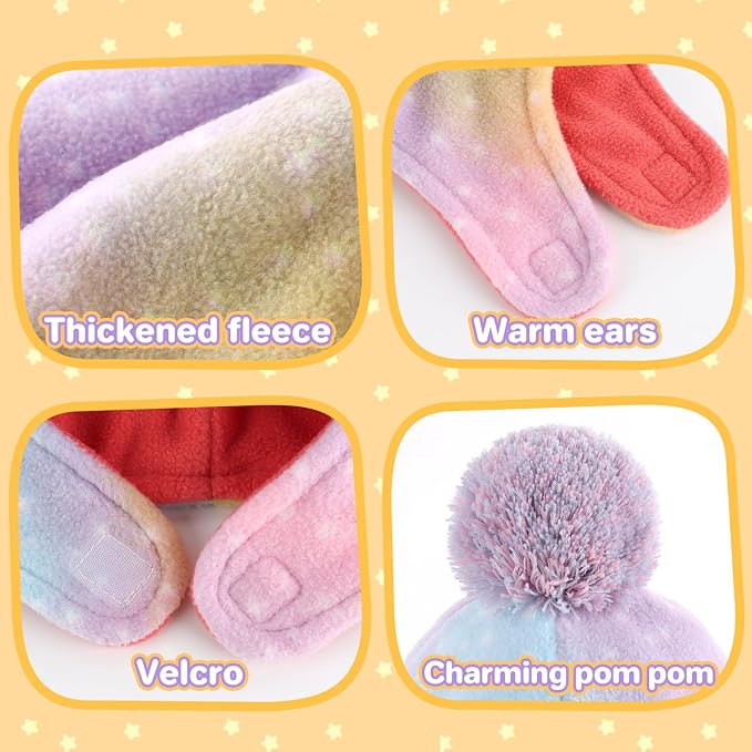 Baby Beanie Hat Pom Full Hood Hat Toddler Winter Hat Fleece Earflap Cap - Image 3
