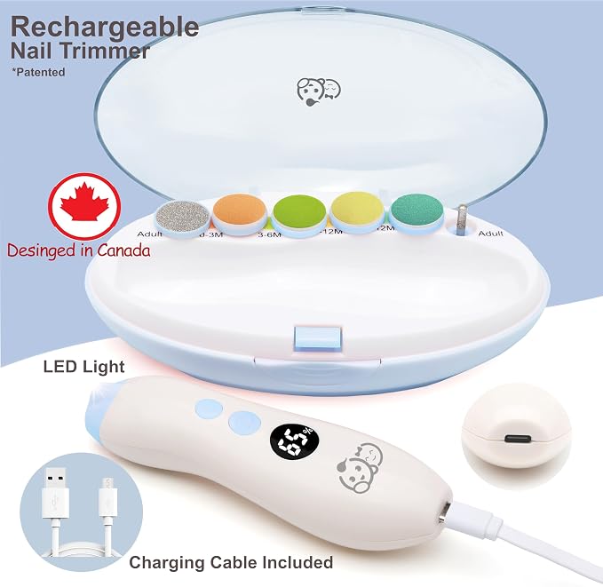 Rechargeable 22 in 1 Baby Nail Trimmer, Usage Labeled Case, 13 Extra - Image 2