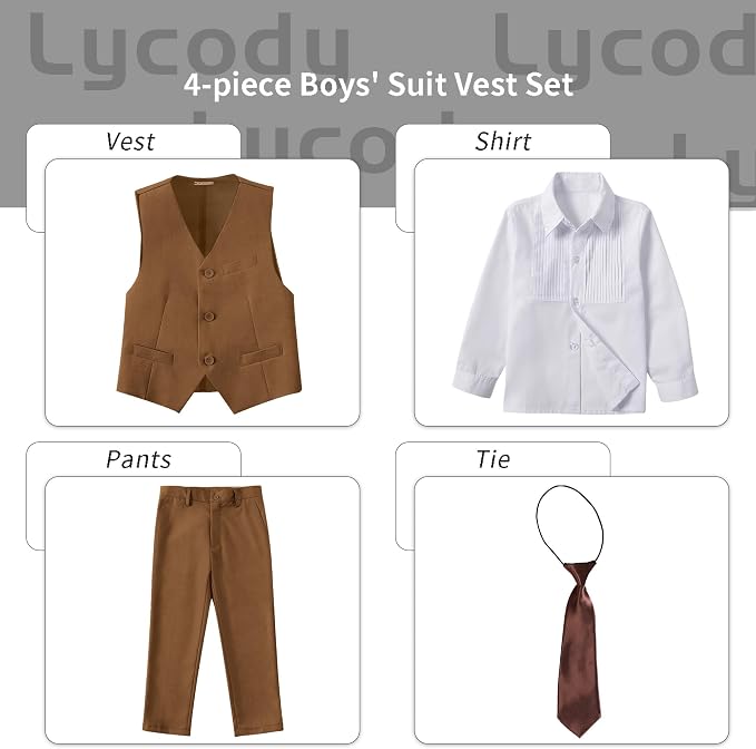 Boys Vest Set Formal Dress Suits Wedding Outfit Dresswear - Image 2