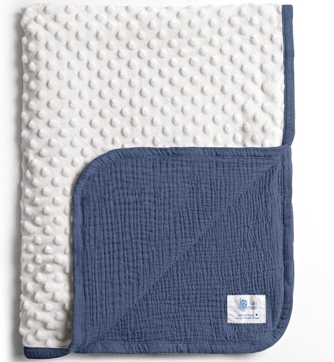 lulumoon Baby Blanket for Newborn Receiving: Minky Dot & Muslin Lightweight by Lulumoon