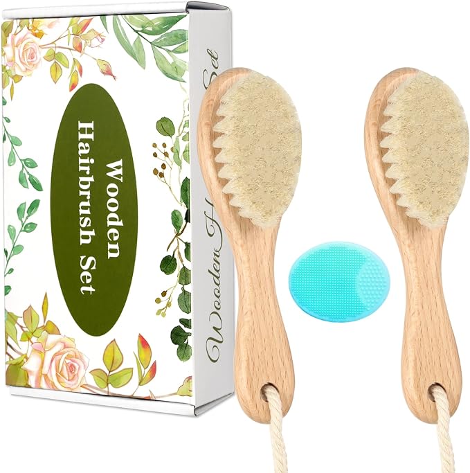 Wooden Baby Hair Brush and Comb Set by WXA