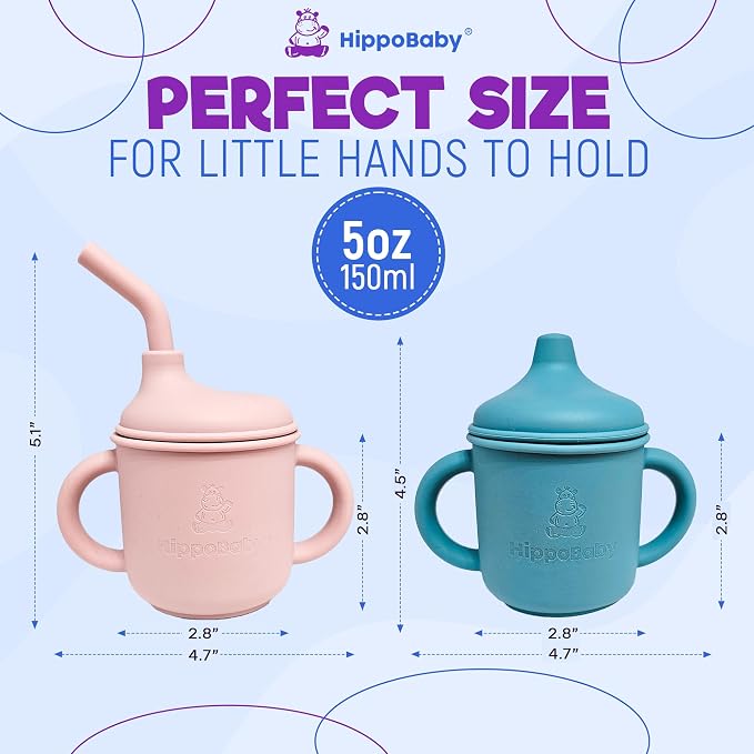 Silicone Transition Sippy Cup for 6+ month old | Includes 1 Toddler straw cup & - Image 3