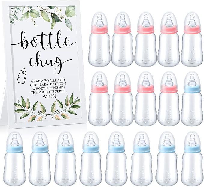 Roowest Bottle Chug Baby Shower Games Sets Including 18 Pcs Feeding Bottles by Roowest