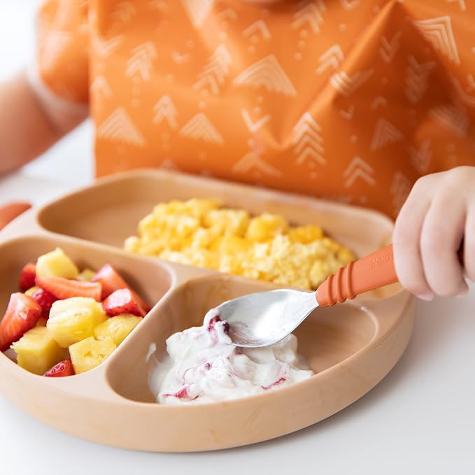 Bumkins Toddler Utensils, Kids Size Fork and Spoon Set, Silicone and - Image 4