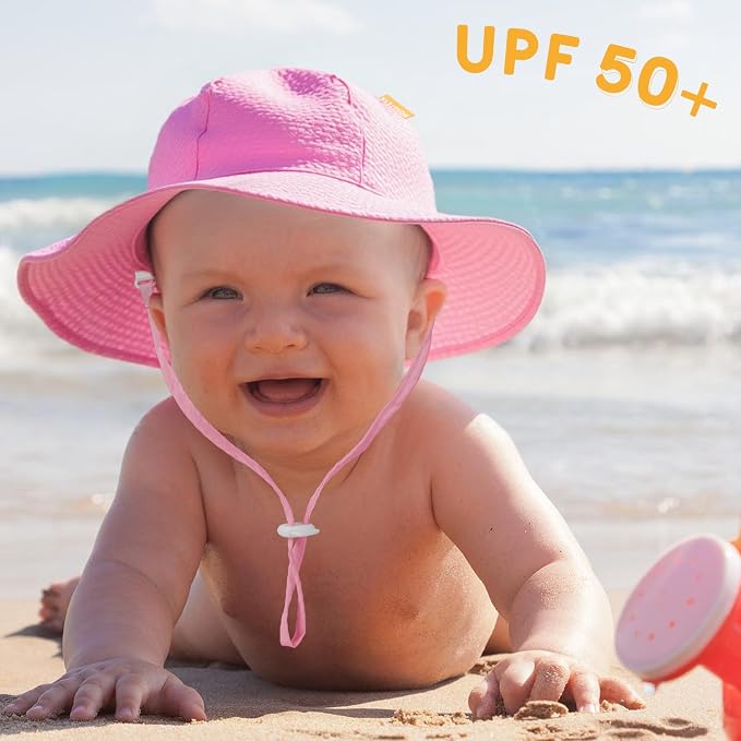 HONGTEYA Baby Sun Hat Toddler Girl Beach Hat Adjustable Outdoor Summer Hat UPF - Image 2