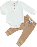 Newborn Baby Boy Girl Clothes Ribbed Knitted Long Sleeve Romper Pants Solid by MABABY