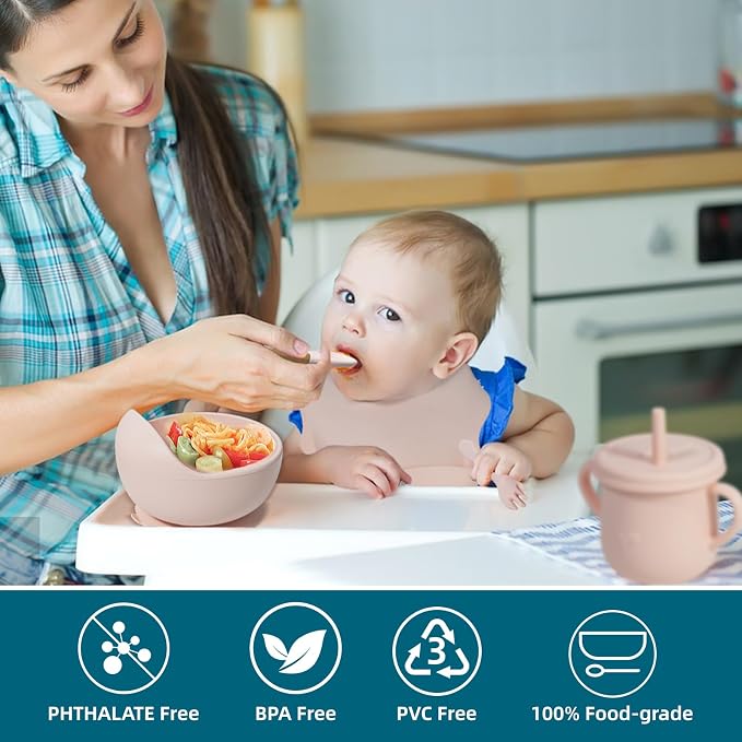 100% Silicone Baby Feeding Set, BPA Free Baby Dishes Set - Image 4
