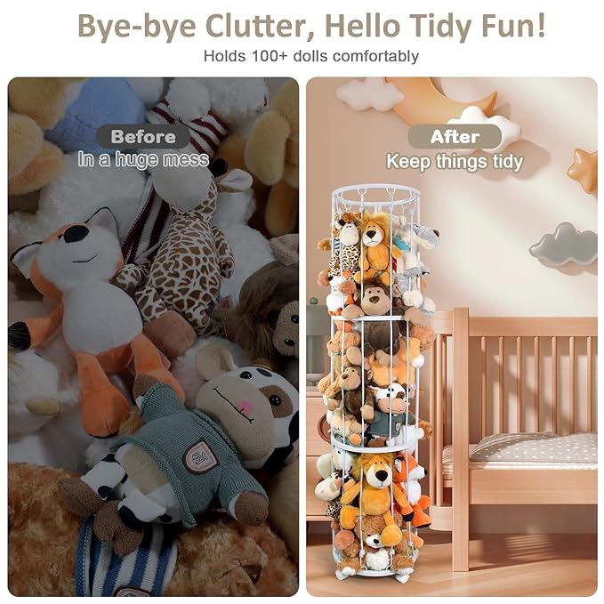Stuffed Animal Storage Zoo Plushies Toy Storage Organizer, Metal Tube Stuffed - Image 3