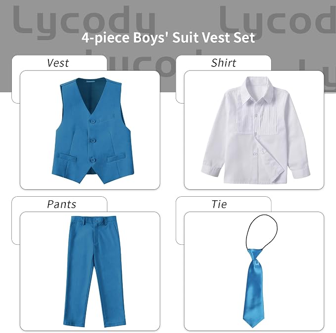 Boys Vest Set Formal Dress Suits Wedding Outfit Dresswear - Image 2