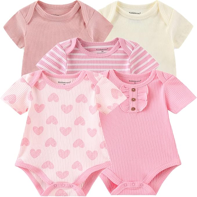 Kiddiezoom Newborn Baby Unisex Cotton One-Piece Bodysuits Baby Gift 5-Pack Baby by Kiddiezoom