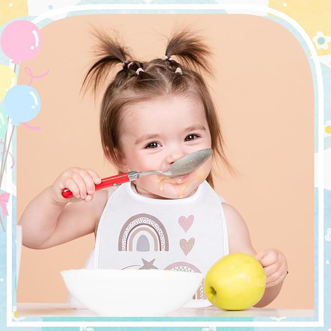 Toulite 30 Pcs White Bibs for Baby Washable Reusable Waterproof Cotton Feeder - Image 3