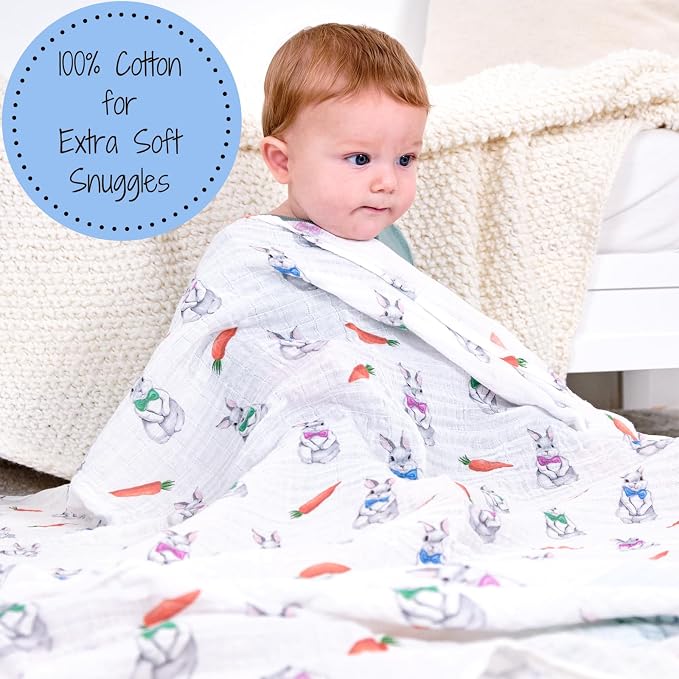 LollyBanks Swaddle Blanket, 100% Cotton Muslin Swaddle Blankets, Neutral - Image 4