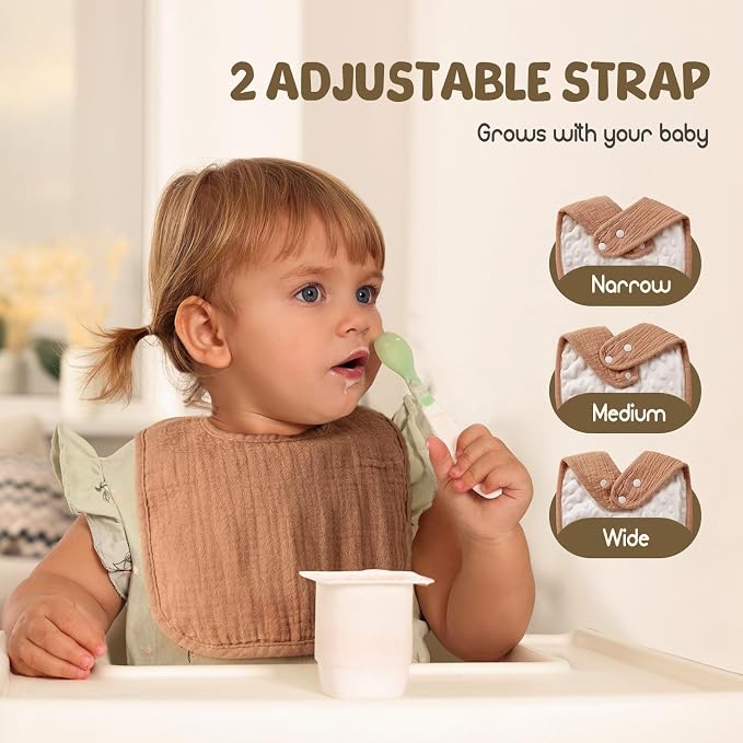6-Pack Muslin Baby Bibs for Unisex Boys Girls, Cotton Baby Drool Bibs, Drooling - Image 3