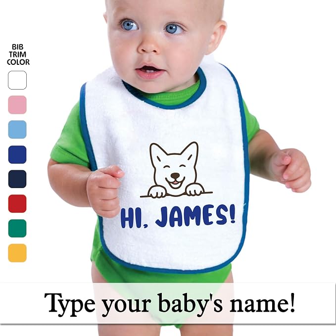 Personalized Baby Bib – Soft Cotton Terry, Cute Jindo Dog Design - Image 2